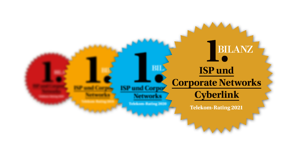 Cyberlink ist mehrfache Nummer 1 im Bilanz Telekom Rating im Bereich ISP und Corporate Networks